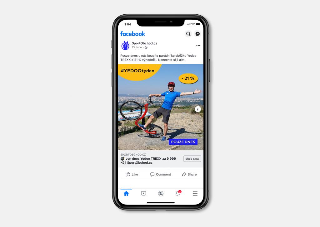 Facebook příspěvek - ukázka kreativy