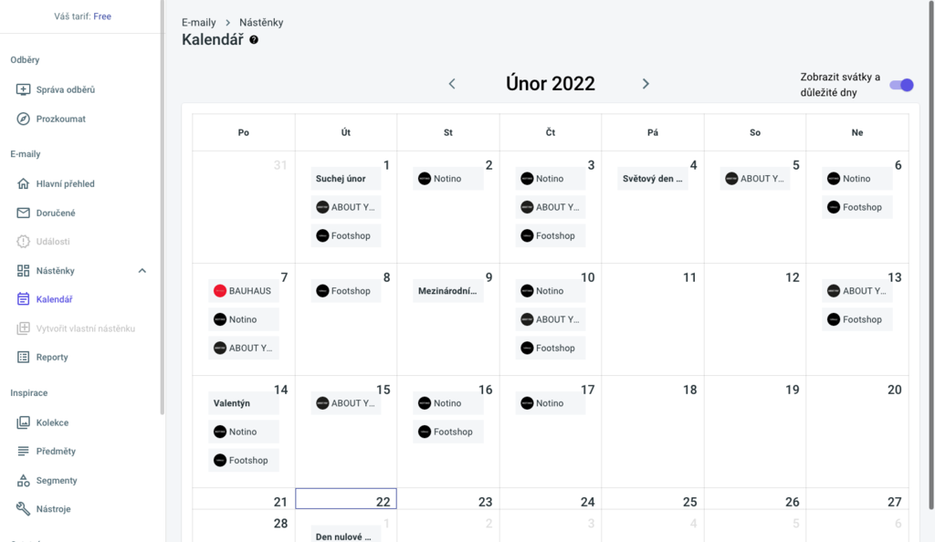 Mailhunt kalendář