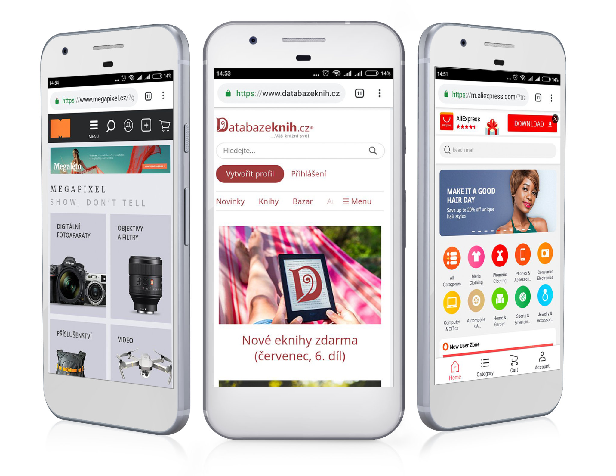 Použití top kategorií najdeme například na webu Megapixel.cz, Databazeknih.cz a i na AliExpress.com.